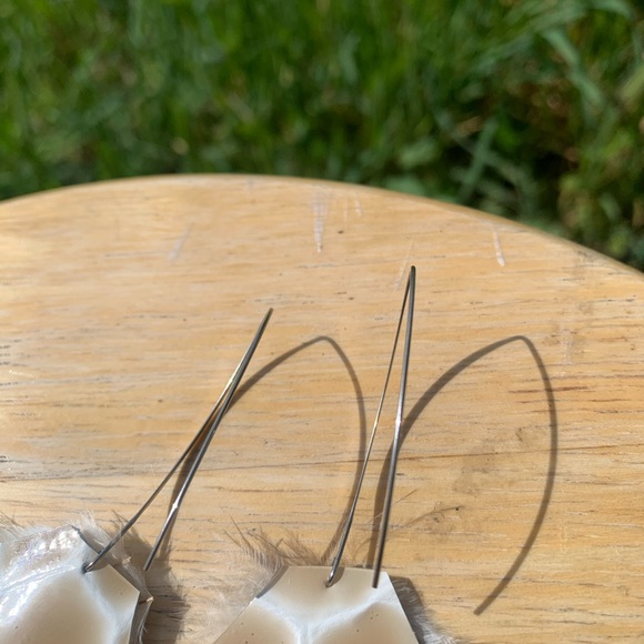 Handmade Leather Feather Earrings - Picture 9 of 9